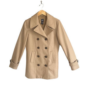 GAP Wool Blend Classic Double Breasted Camel/Tan Peacoat Women’s M
